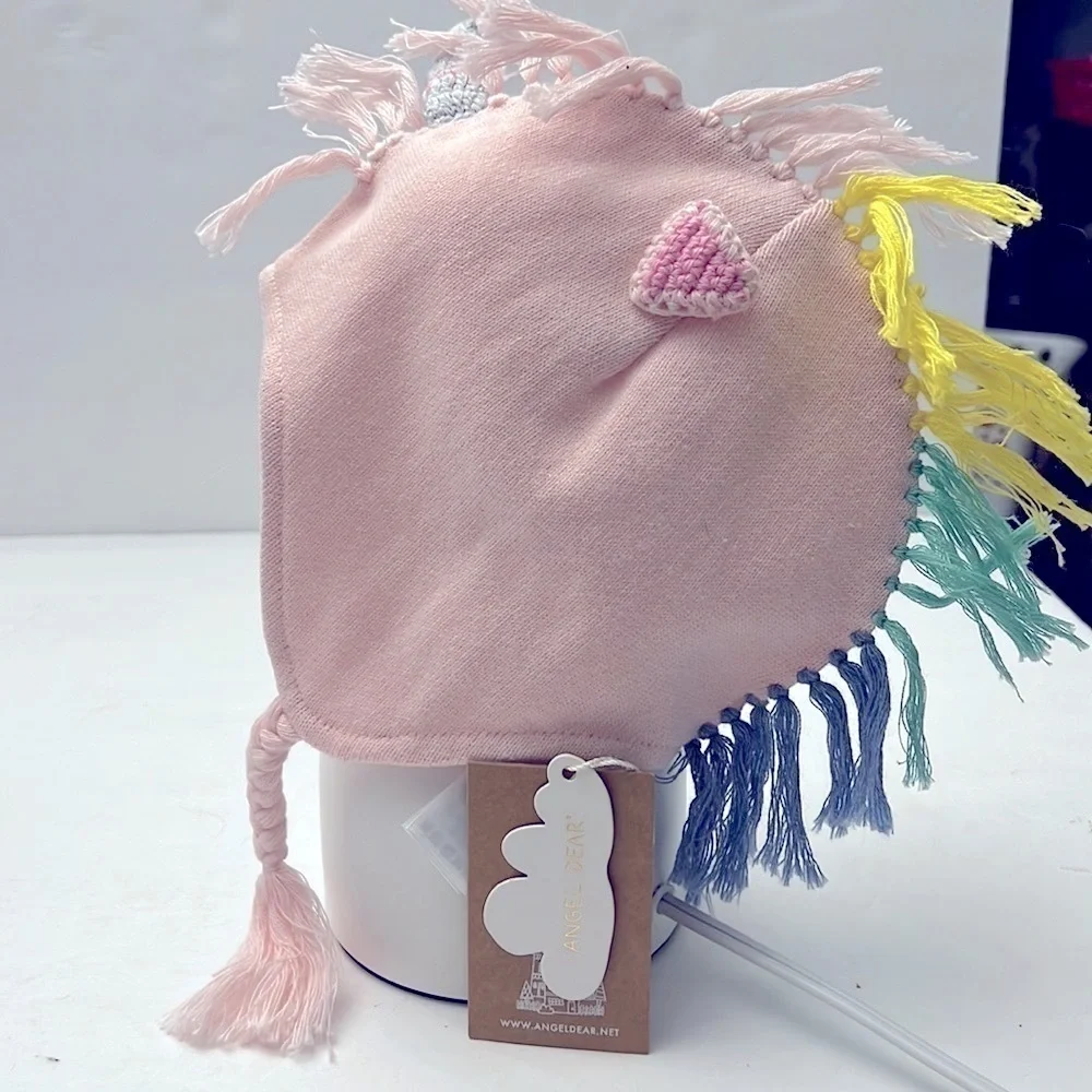 Angel Dear Pink Rainbow Unicorn Infant Baby Hat Bonnet New NWT size 2-3